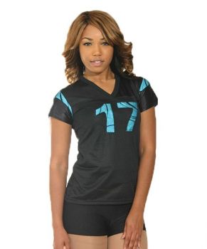 Black and Turquoise Flock Swirl Jersey