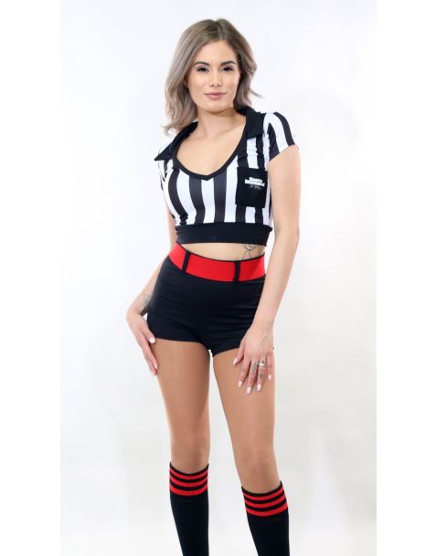 Striped Midi Referee V Neck