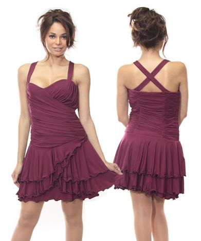 Ruched Wine Dress