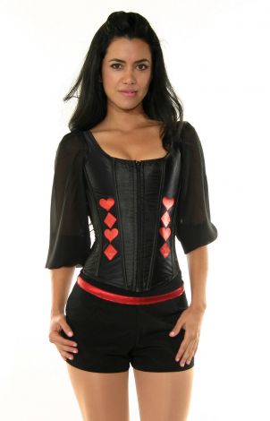 Black Corset with Red Poker Detail