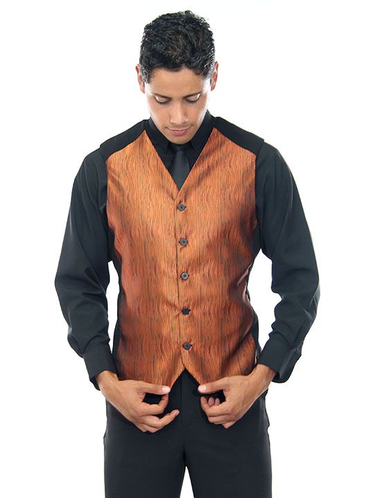 Orange Wave Brocade Vest